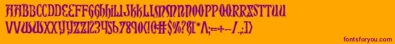 Xiphoscol-Schriftart – Violette Schriften auf orangefarbenem Hintergrund