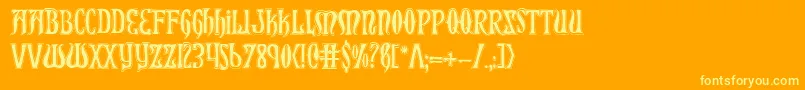 フォントXiphoscol – オレンジの背景に黄色の文字