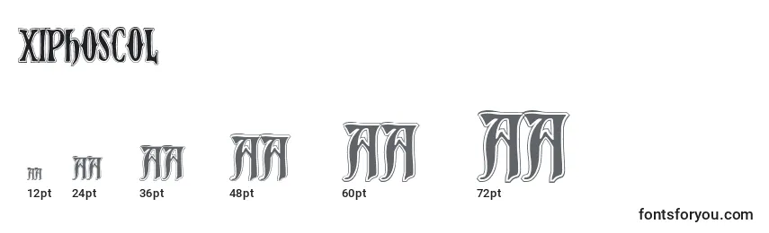 Größen der Schriftart Xiphoscol