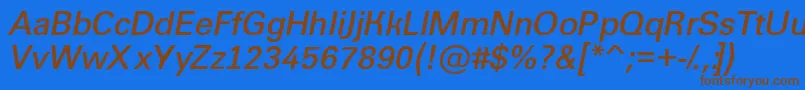 フォントAGroticltBolditalic – 茶色の文字が青い背景にあります。