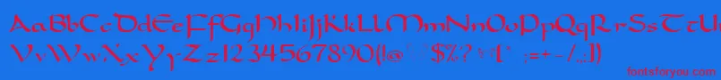 Carobtn Font – Red Fonts on Blue Background