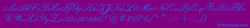 EnglishScript-Schriftart – Blaue Schriften auf violettem Hintergrund