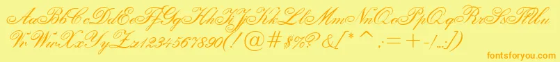 EnglishScript Font – Orange Fonts on Yellow Background