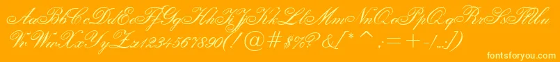 EnglishScript-Schriftart – Gelbe Schriften auf orangefarbenem Hintergrund