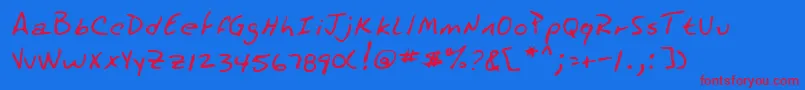 Lehn230 Font – Red Fonts on Blue Background