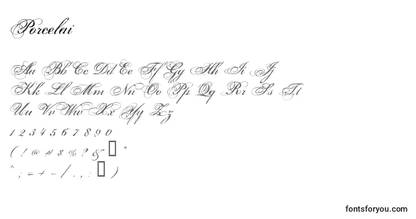 Fuente Porcelai - alfabeto, números, caracteres especiales
