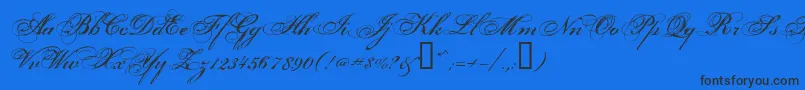 Porcelai-Schriftart – Schwarze Schriften auf blauem Hintergrund