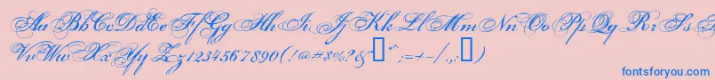 Porcelai-Schriftart – Blaue Schriften auf rosa Hintergrund