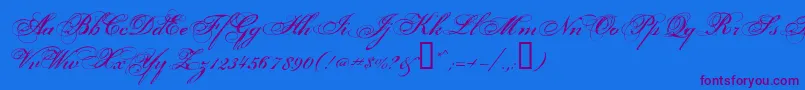 Porcelai-Schriftart – Violette Schriften auf blauem Hintergrund