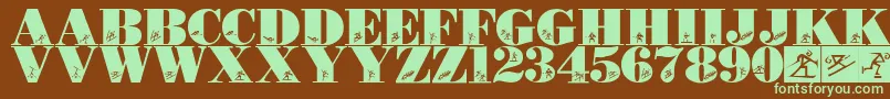 Czcionka LmsOlympicIcons – zielone czcionki na brązowym tle