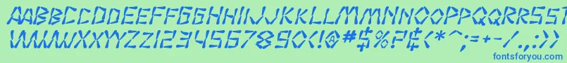 SfWasabiBoldItalic Font – Blue Fonts on Green Background