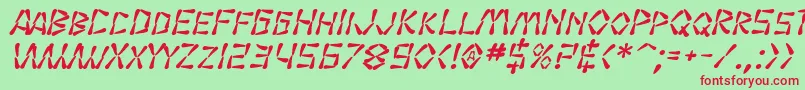 SfWasabiBoldItalic Font – Red Fonts on Green Background