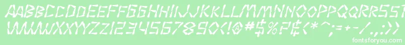 SfWasabiBoldItalic-Schriftart – Weiße Schriften auf grünem Hintergrund