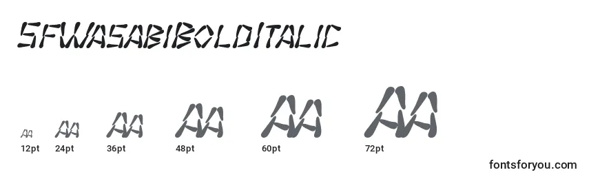 Größen der Schriftart SfWasabiBoldItalic