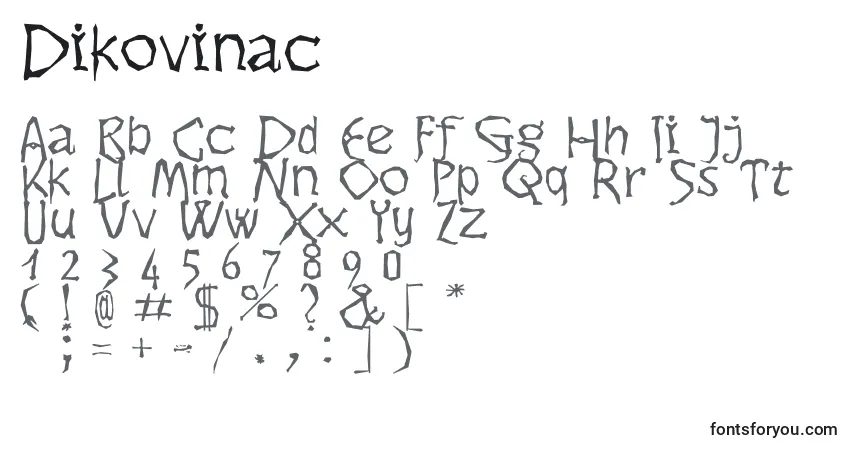 Fuente Dikovinac - alfabeto, números, caracteres especiales