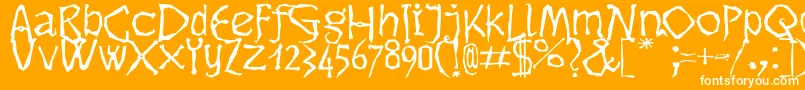 Dikovinac-Schriftart – Weiße Schriften auf orangefarbenem Hintergrund