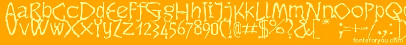 Dikovinac-Schriftart – Gelbe Schriften auf orangefarbenem Hintergrund