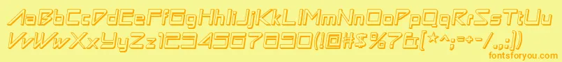 フォントAstronbw1 – オレンジの文字が黄色の背景にあります。