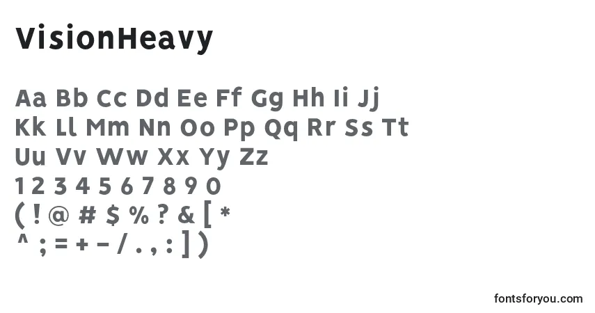 Czcionka VisionHeavy – alfabet, cyfry, specjalne znaki