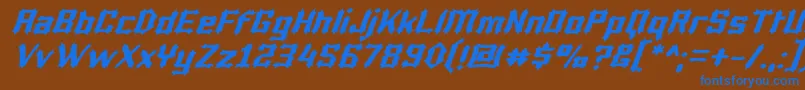 LuciferiusItalic Font – Blue Fonts on Brown Background