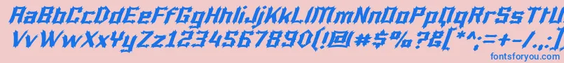 LuciferiusItalic-Schriftart – Blaue Schriften auf rosa Hintergrund