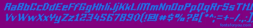 LuciferiusItalic-fontti – siniset fontit violetilla taustalla