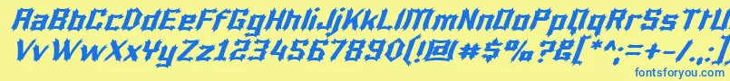 LuciferiusItalic Font – Blue Fonts on Yellow Background