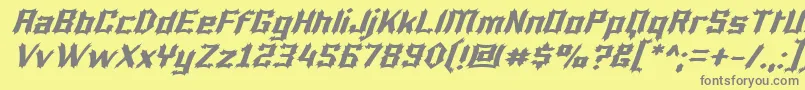 LuciferiusItalic-Schriftart – Graue Schriften auf gelbem Hintergrund