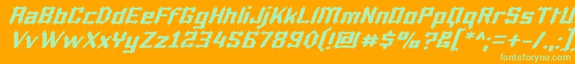 フォントLuciferiusItalic – オレンジの背景に緑のフォント