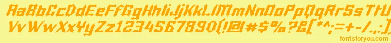 LuciferiusItalic-fontti – oranssit fontit keltaisella taustalla