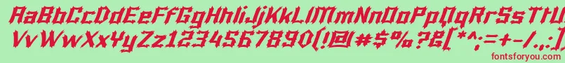 フォントLuciferiusItalic – 赤い文字の緑の背景