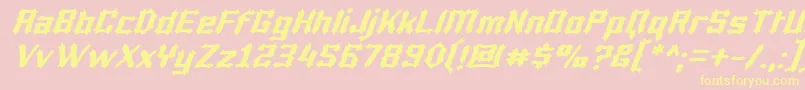 フォントLuciferiusItalic – 黄色のフォント、ピンクの背景
