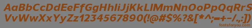 Подробнее о шрифте UnimanExtrabolditalic Шрифт UnimanExtrabolditalic – коричневые шрифты на сером фоне