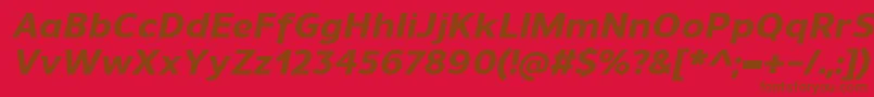 UnimanExtrabolditalicフォントについての詳細 フォントUnimanExtrabolditalic – 赤い背景に茶色の文字