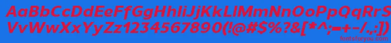 UnimanExtrabolditalic-fontti – punaiset fontit sinisellä taustalla