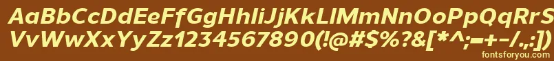 UnimanExtrabolditalic-fontti – keltaiset fontit ruskealla taustalla