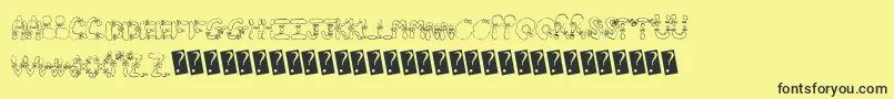 フォントHairbows – 黒い文字の黄色い背景