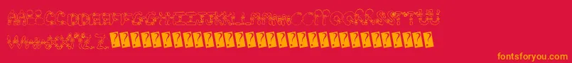 フォントHairbows – 赤い背景にオレンジの文字