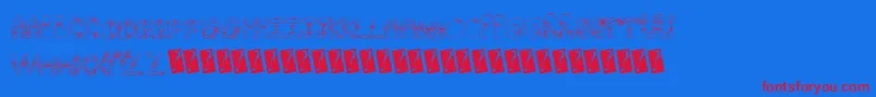 Czcionka Hairbows – czerwone czcionki na niebieskim tle