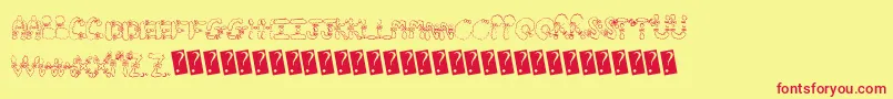 Hairbows Font – Red Fonts on Yellow Background