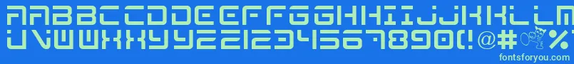 フォントMega – 青い背景に緑のフォント