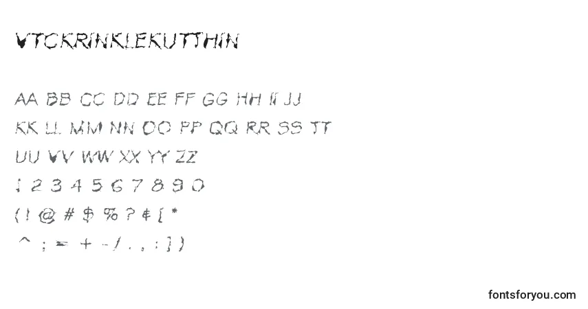 A fonte VtcKrinkleKutThin – alfabeto, números, caracteres especiais