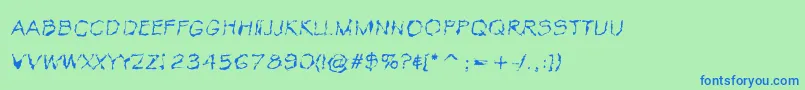 VtcKrinkleKutThin Font – Blue Fonts on Green Background