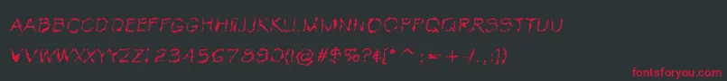フォントVtcKrinkleKutThin – 黒い背景に赤い文字