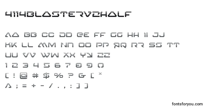A fonte 4114blasterv2half – alfabeto, números, caracteres especiais