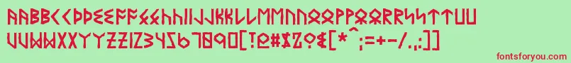 フォントEyvindr – 赤い文字の緑の背景