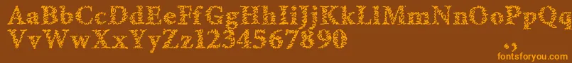 Amltrial-Schriftart – Orangefarbene Schriften auf braunem Hintergrund