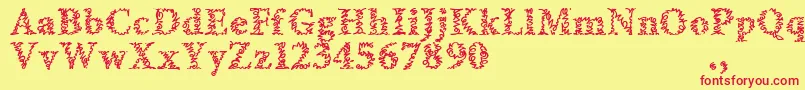 フォントAmltrial – 赤い文字の黄色い背景
