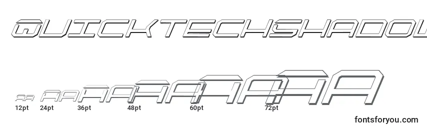 Размеры шрифта QuicktechShadowItalic