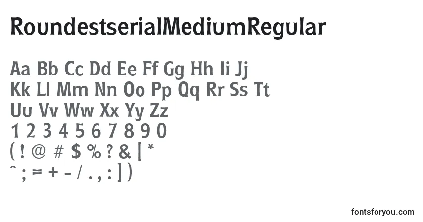 Czcionka RoundestserialMediumRegular – alfabet, cyfry, specjalne znaki